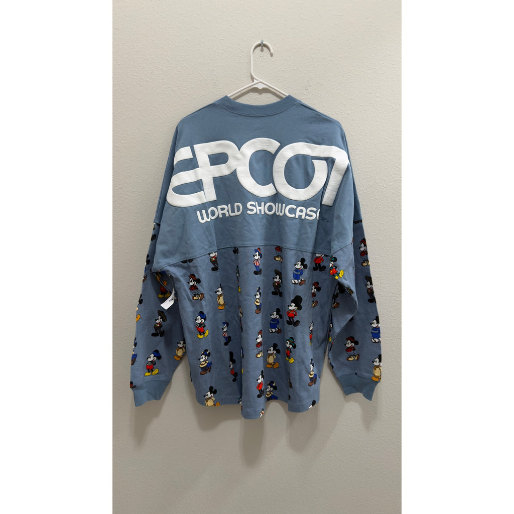 NWT Disney Epcot World Showcase Mickey Mouse Spirit Jersey Slate Blue Size Large