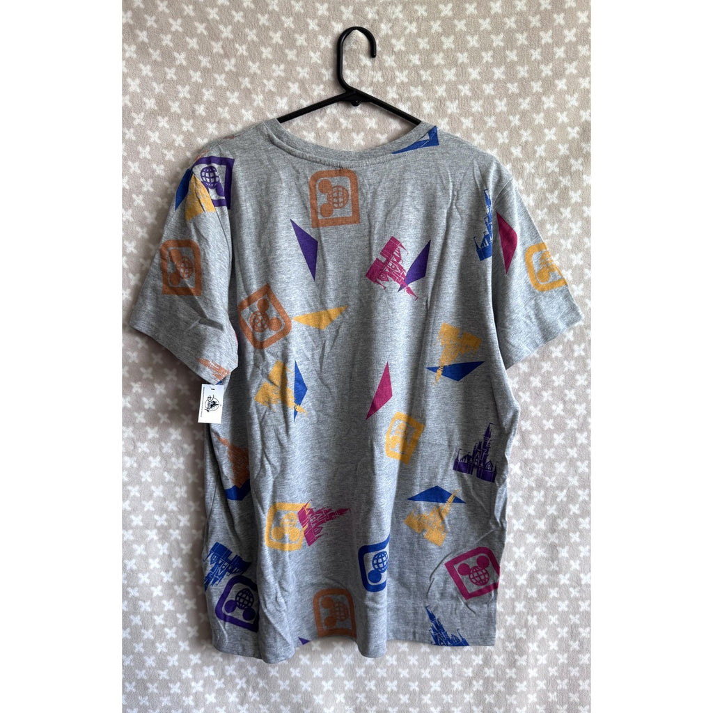 Walt Disney World Parks Retro Throwback Allover Print T-Shirt | Large NWT