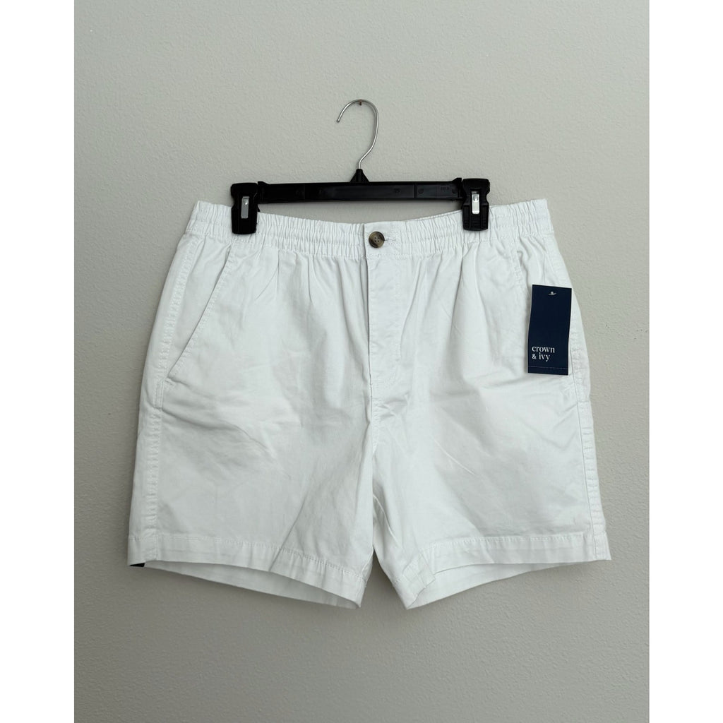 Crown & Ivy Men’s Motion Flex Shorts | White | Small (S) | 6” Inseam | NWT