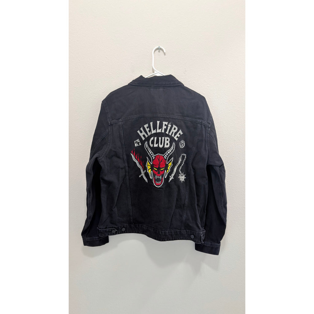 Primark Stranger Things Hellfire Club Embroidered Denim Jacket Unisex Large NEW