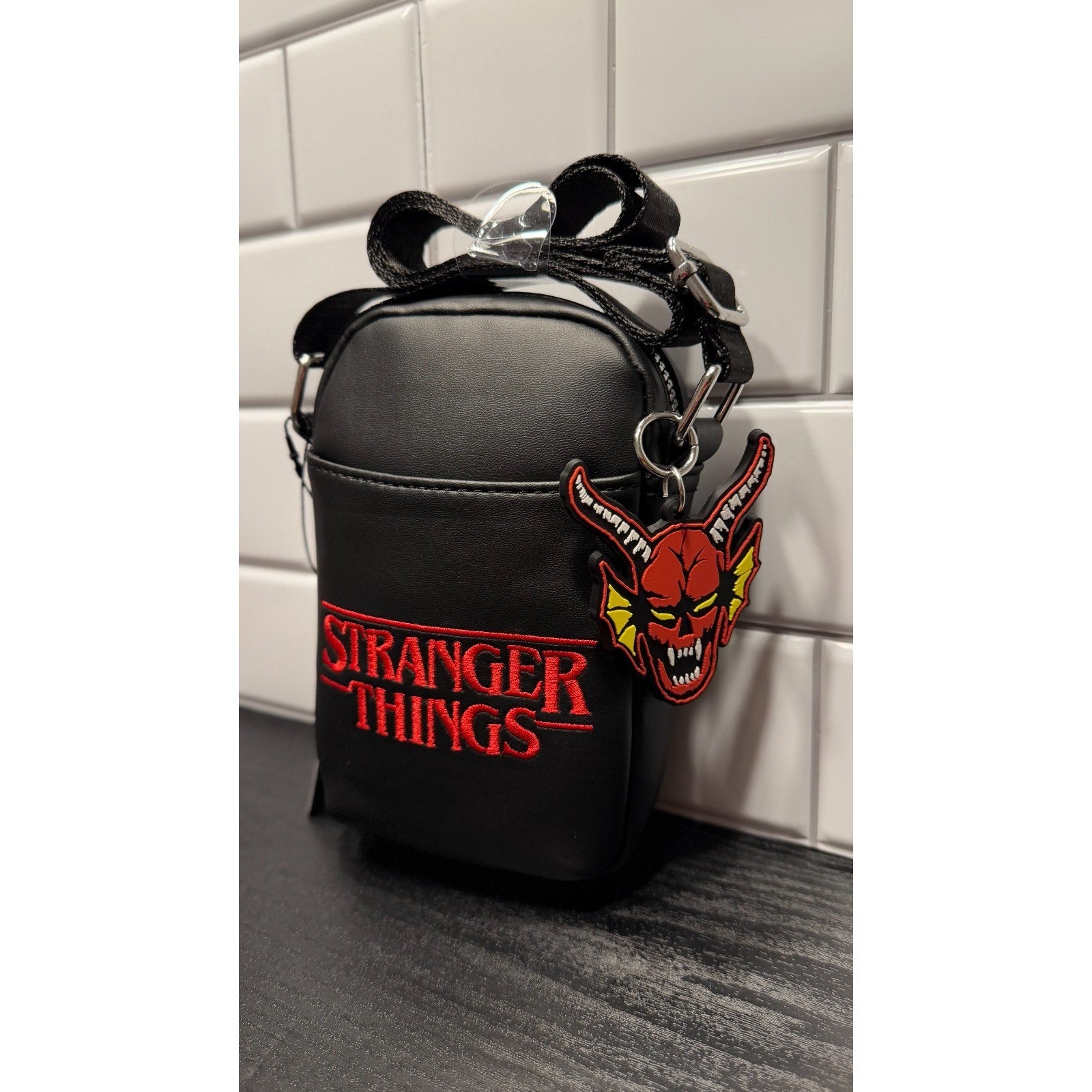 Primark Stranger Things Logo Crossbody Phone Bag Removable Demogorgon Charm NWT