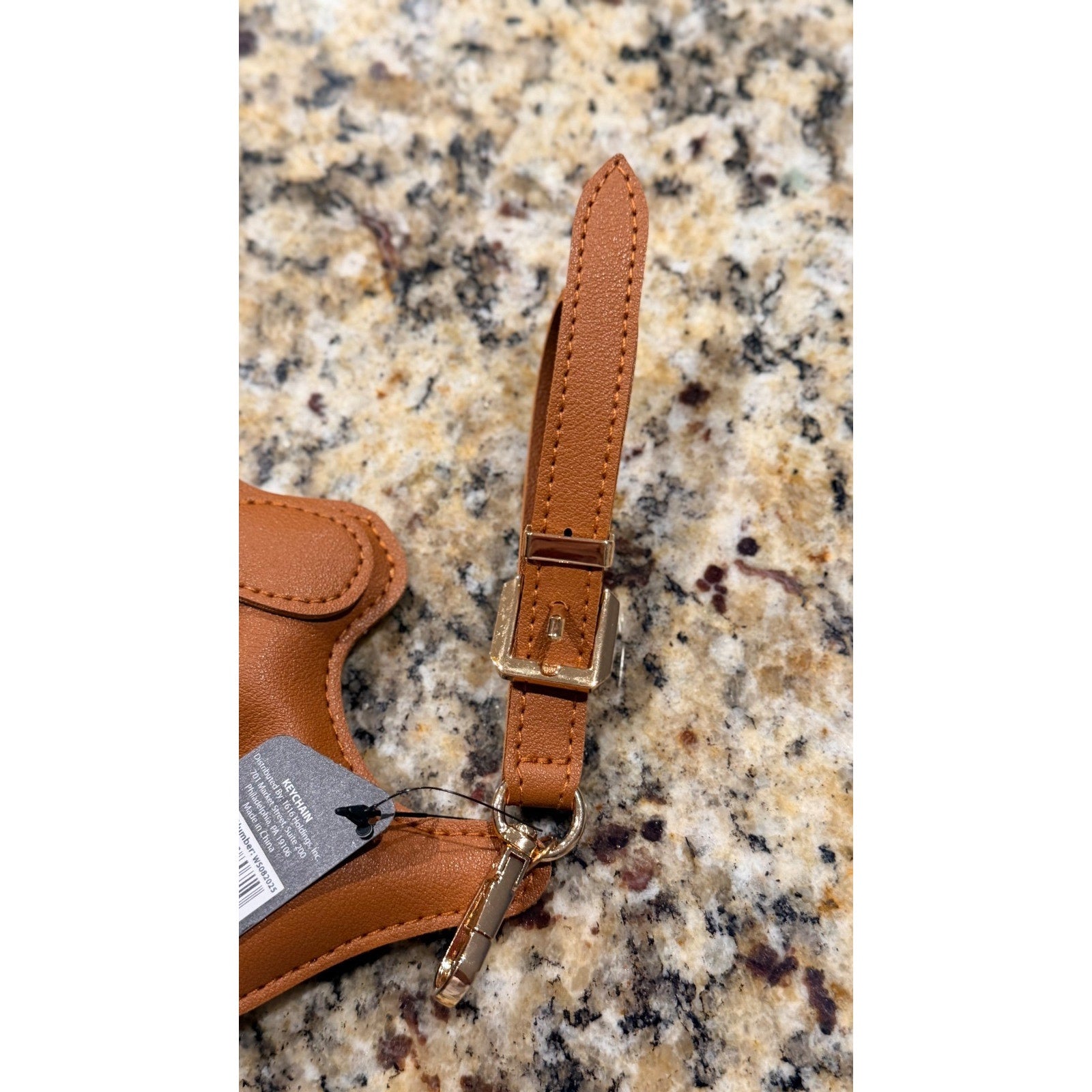 NEW Faux Leather Dog Puppy Keychain Bag Charm - Brown
