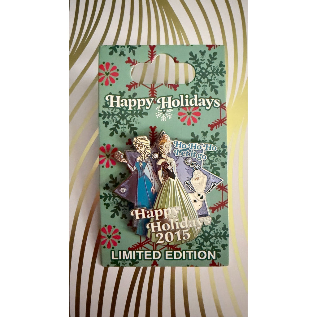 Disney Parks 2015 Happy Holidays Frozen Anna Elsa Olaf Limited Edition Pin