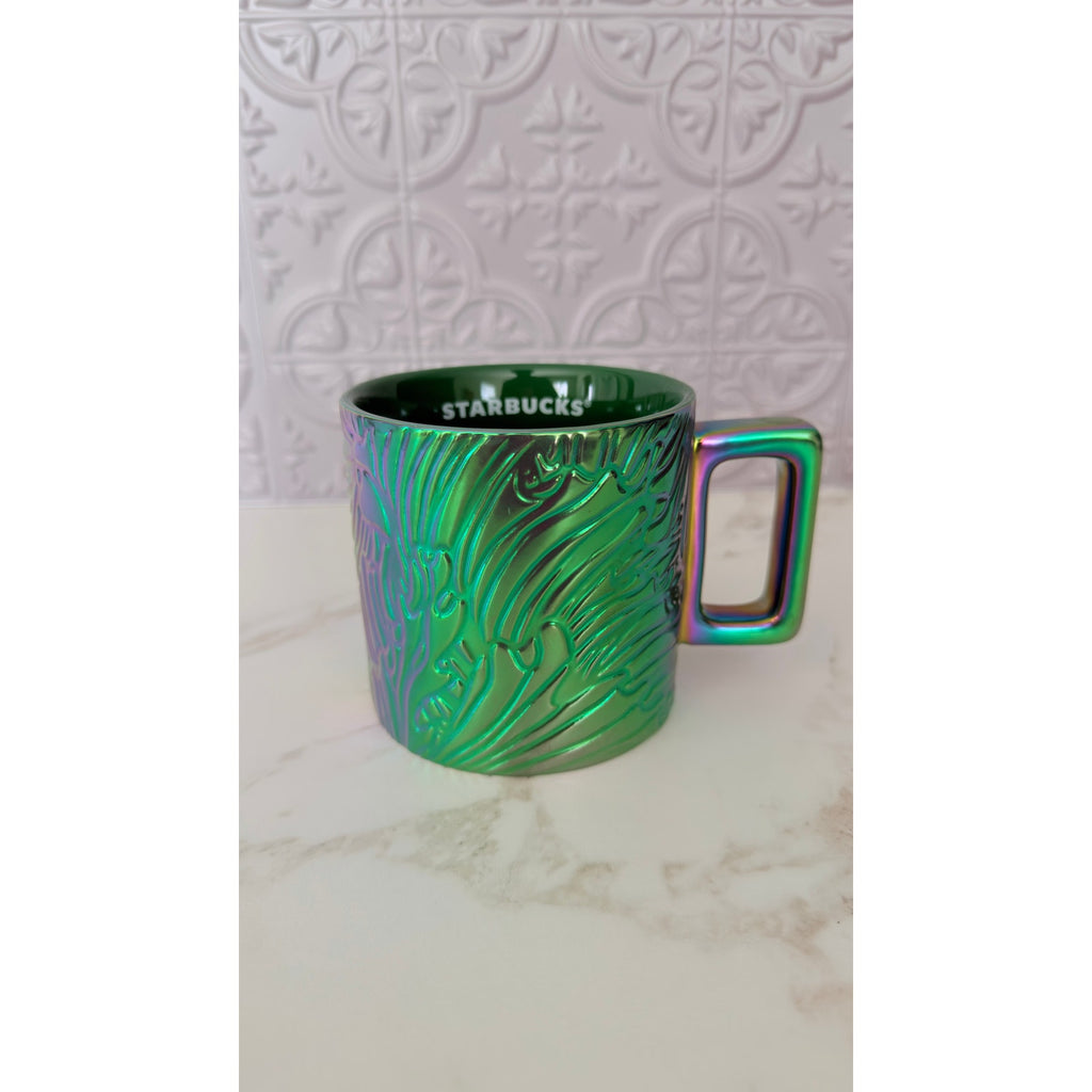 Starbucks 2024 Anniversary Siren Mermaid Tail Iridescent Green Ceramic Mug 14oz