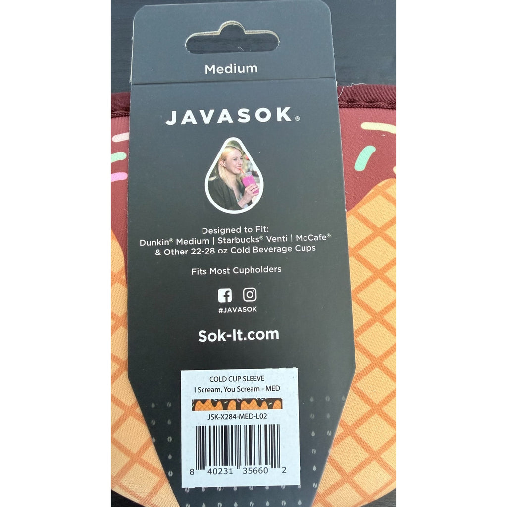 JavaSok "I Scream You Scream" Iced Coffee Sleeve - Medium 22-28oz NWT