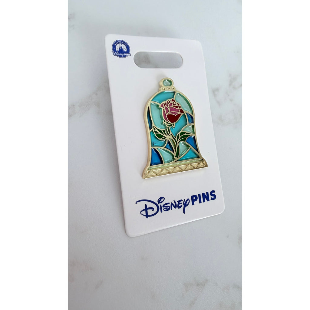 Disney Pin Beauty and the Beast Stained Glass Enchanted Rose Cloche OE New