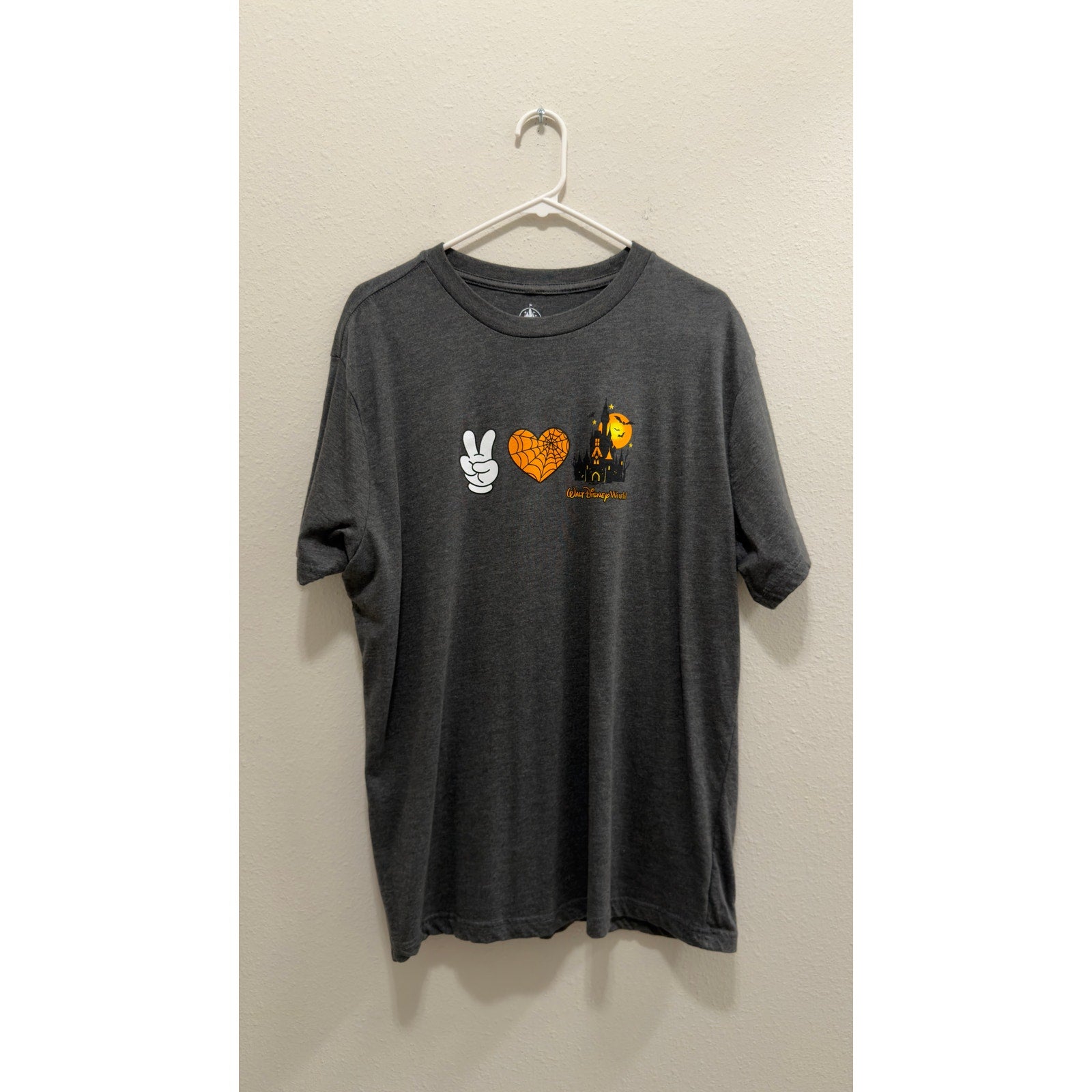Disney Parks Walt Disney World Halloween Peace Heart Castle T-Shirt Large NWT