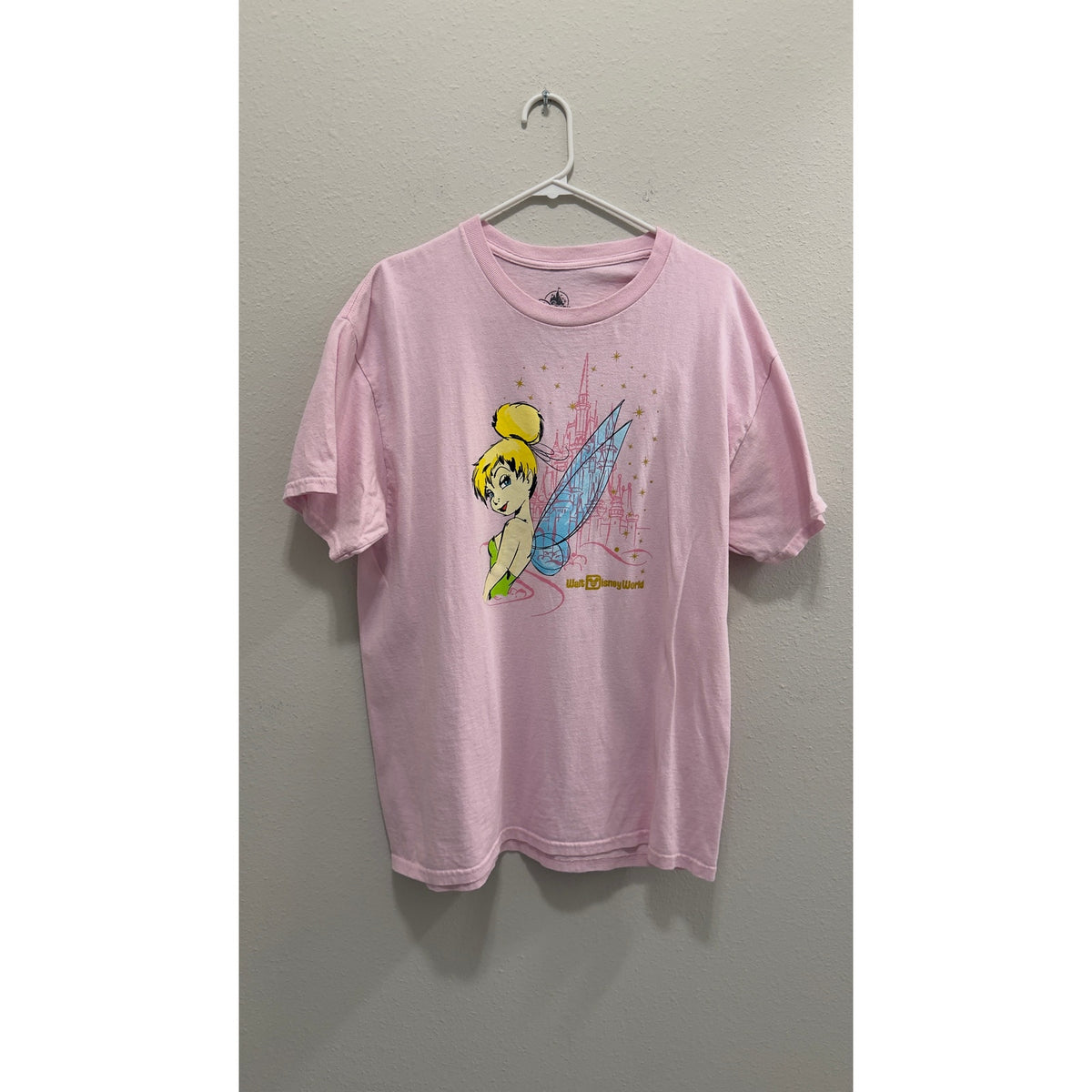 Disney Parks Tinker Bell Cinderella Castle Pink Graphic T-Shirt Large NEW