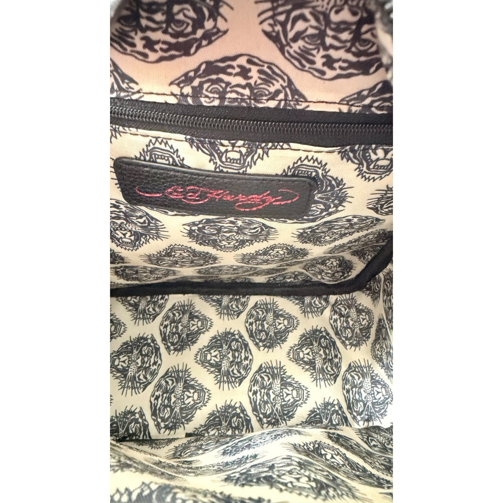 NEW Ed Hardy Black & Red Tattoo Design Mini Backpack - Butterfly & Skull Charms