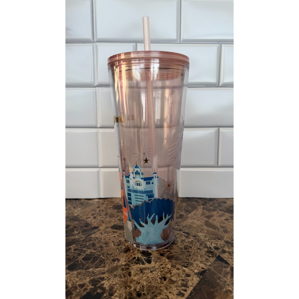 Disney World Cinderella Castle Starbucks Tumbler 24oz Rose Gold NEW
