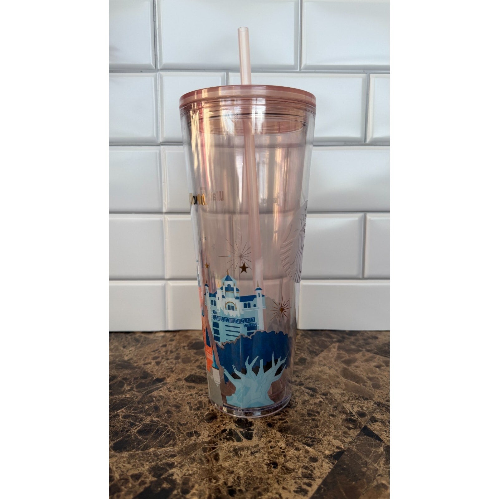 Disney World Cinderella Castle Starbucks Tumbler 24oz Rose Gold NEW