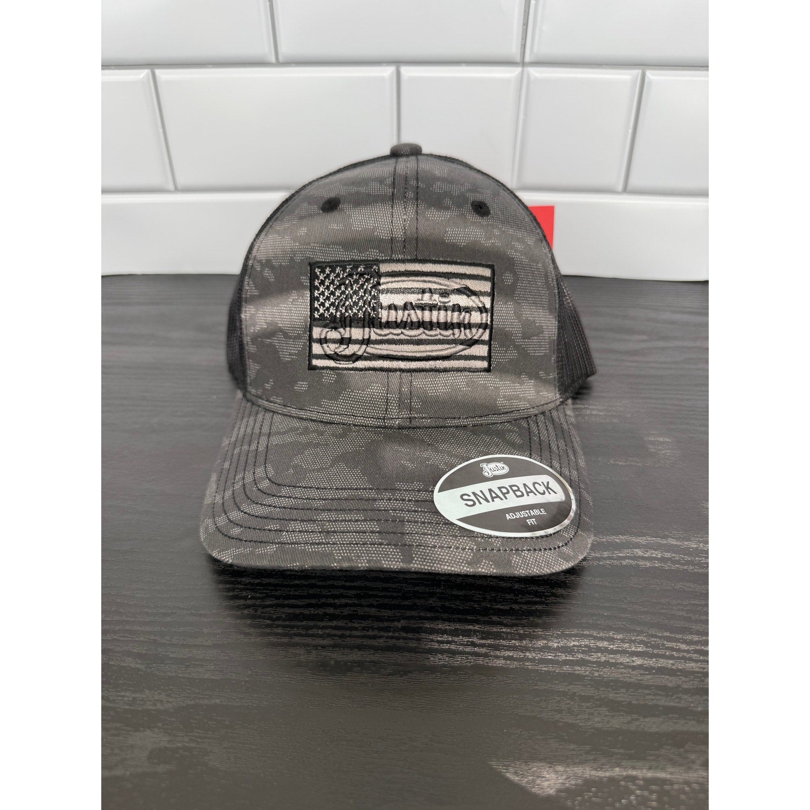 Justin Boots American Flag Camo Mesh Back Cap – NWT