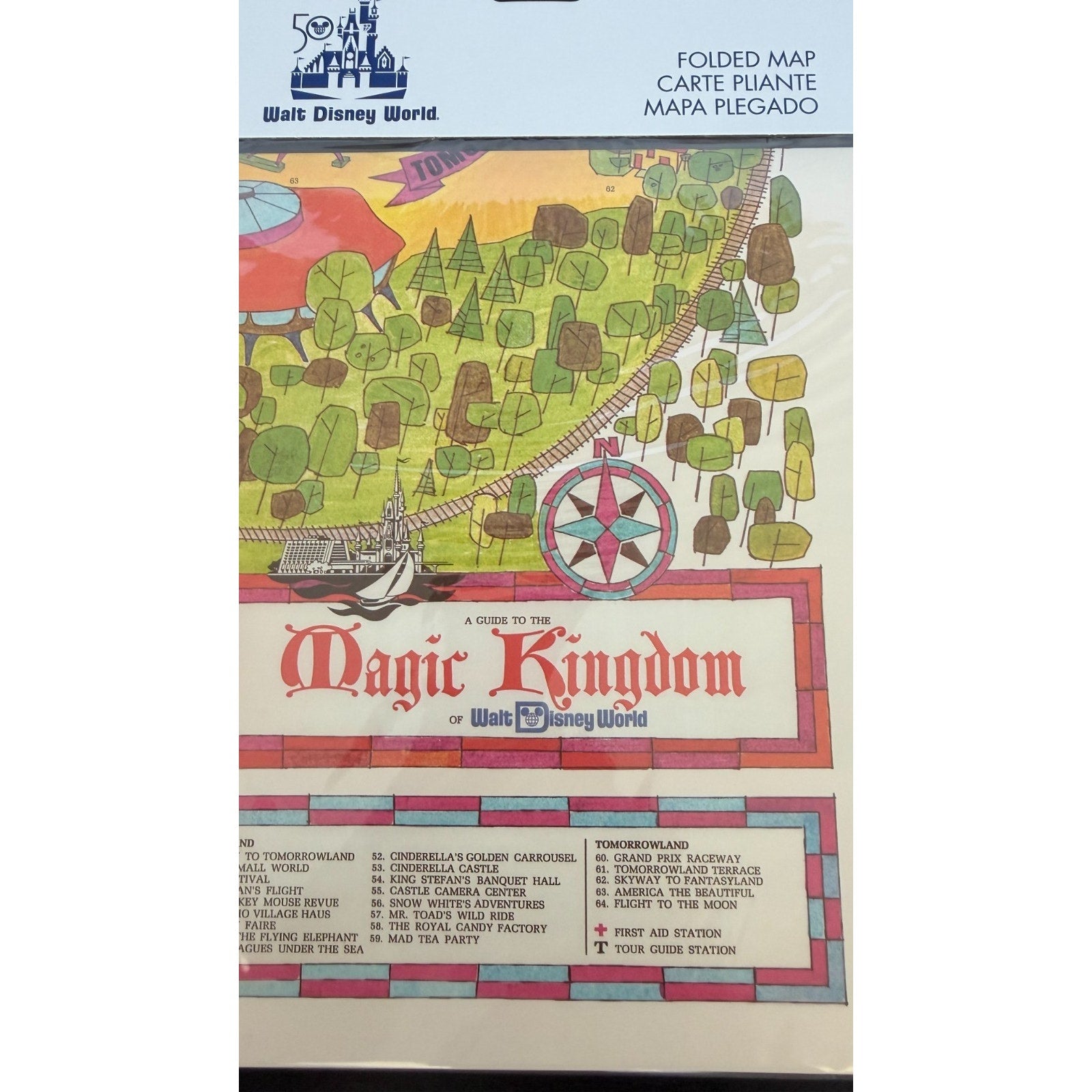 WDW 50th Anniversary Vault Series Magic Kingdom Folded Map - NWT 1971 Reprint