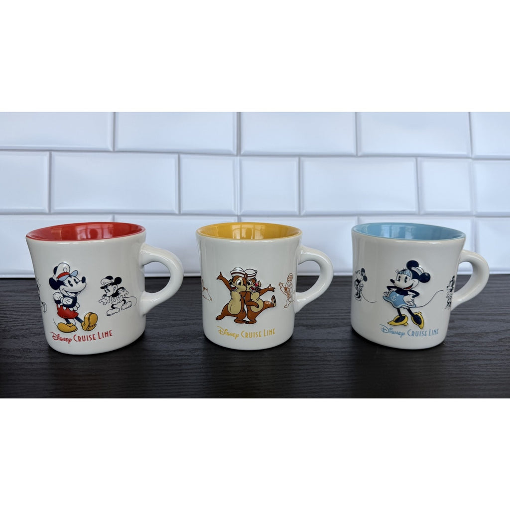 Disney Cruise Line 8oz Diner Mug Set - Mickey, Minnie, & Chip ‘n Dale NEW