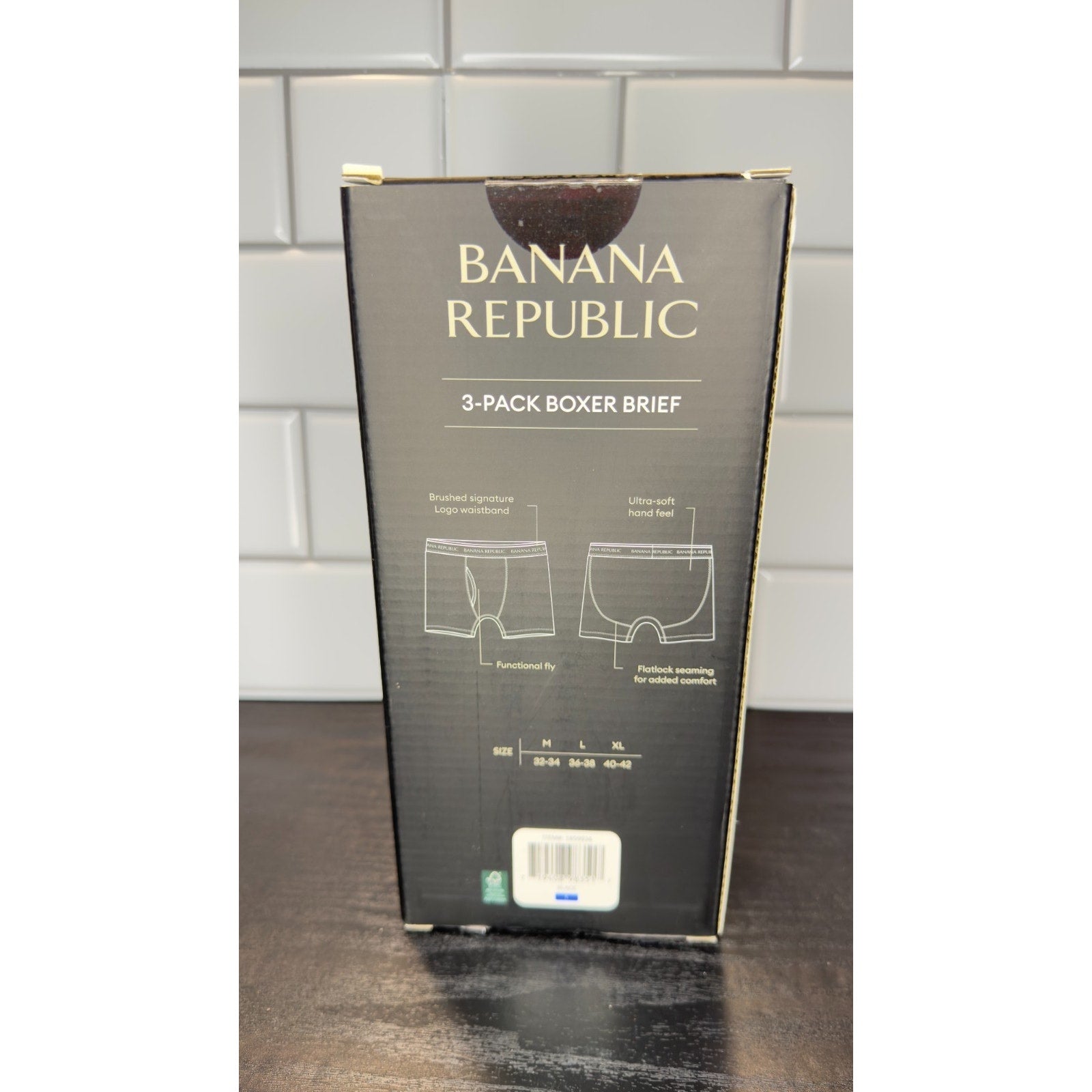 Banana Republic Premium Cotton Blend Men's Large Black Boxer Briefs - 3-Pack NIB