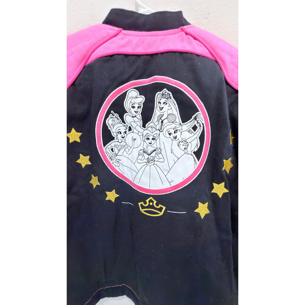 Disney Pink Black Racing Princess Castle Jacket Girls Large Her Universe NWT
