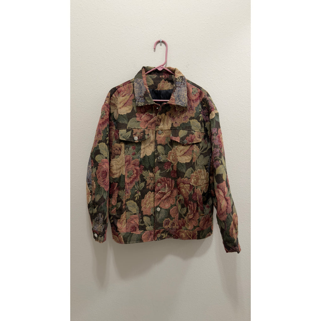 Manfinity Homme Mens Floral Jacquard Tapestry Casual Jacket Large