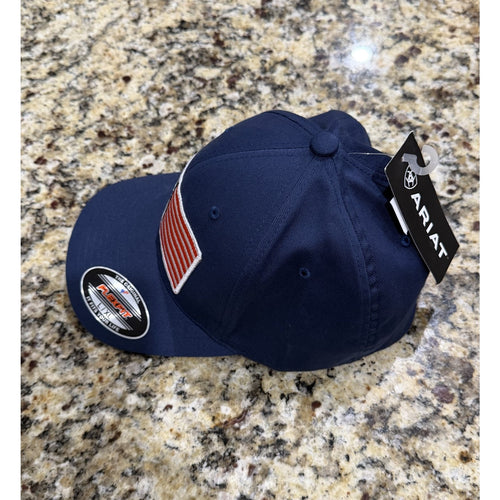 ARIAT Men's Navy Flexfit USA Shield Logo Cap NEW