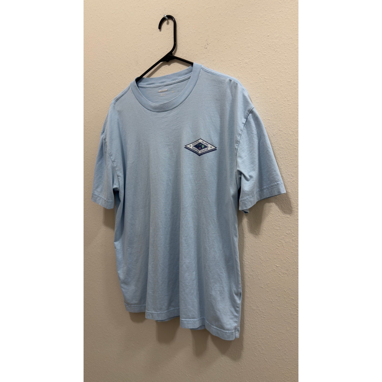 Hollister Hawaii Surf Nationals Graphic T-Shirt Boxy Fit Light Blue Size Large
