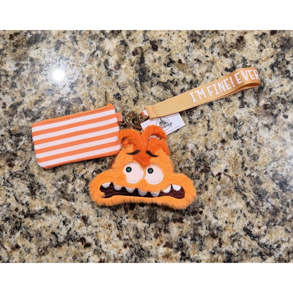 NWT 2025 Disney Parks Inside Out 2 Anxiety Dual Pouch Wristlet Wallet Bag Charm