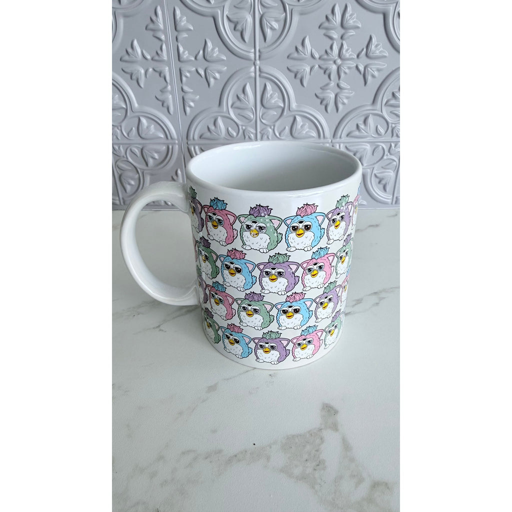Furby Pastel Pattern Ceramic Mug 20 oz Made In The 90s Retro Hasbro NEW