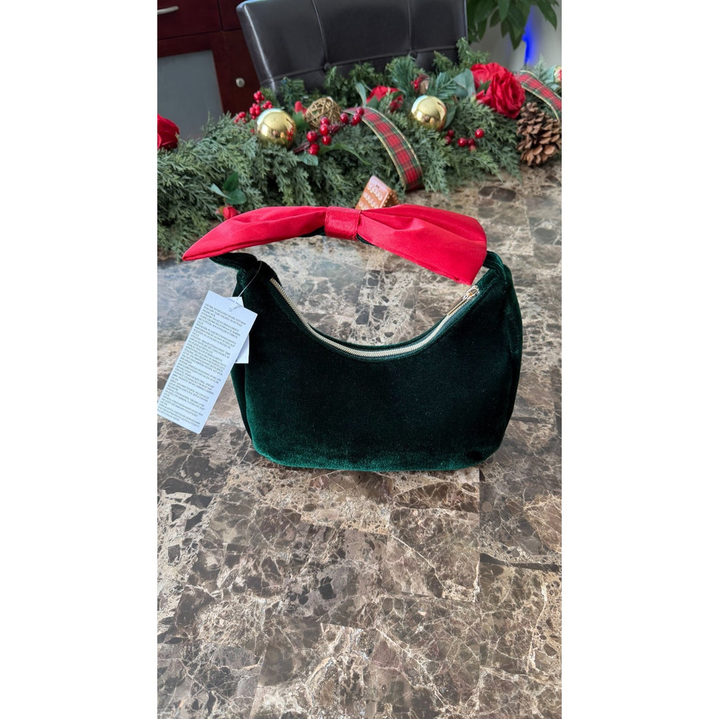 NEW Gingerbread Man Velvet Crossbody Purse - Red Bow