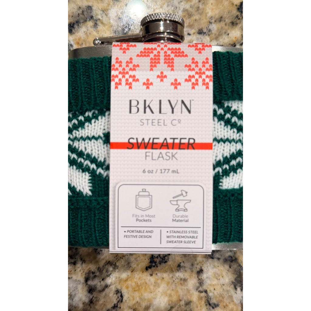 Brooklyn Steel Co. Green 6oz Sweater Flask - New