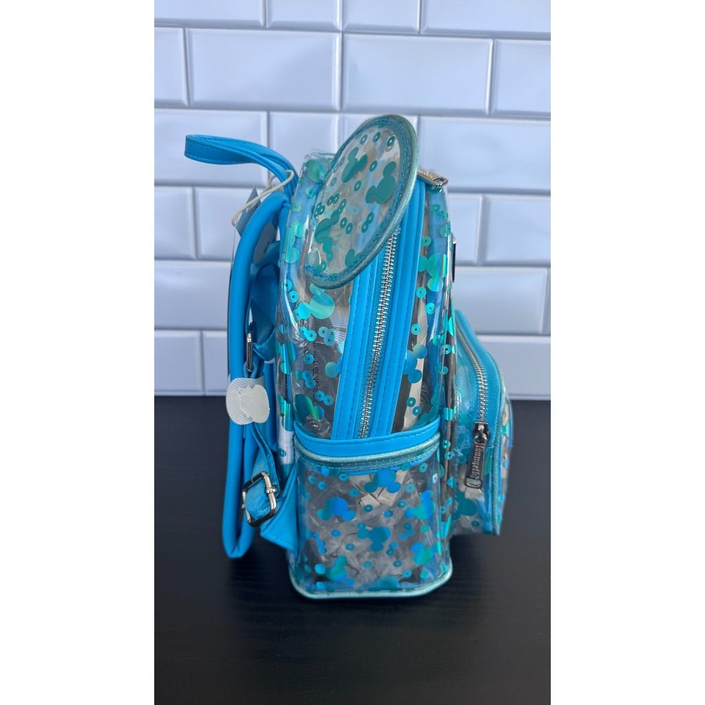 Disney Parks Loungefly Clear Translucent Mickey Sequin Mini Backpack NWT