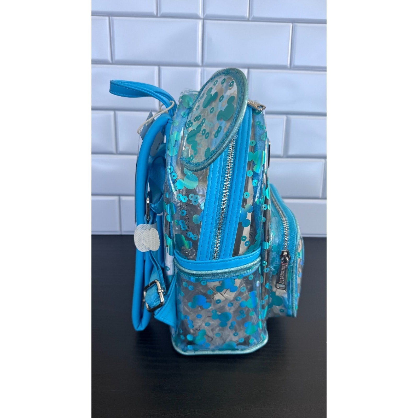 Disney Parks Loungefly Clear Translucent Mickey Sequin Mini Backpack NWT