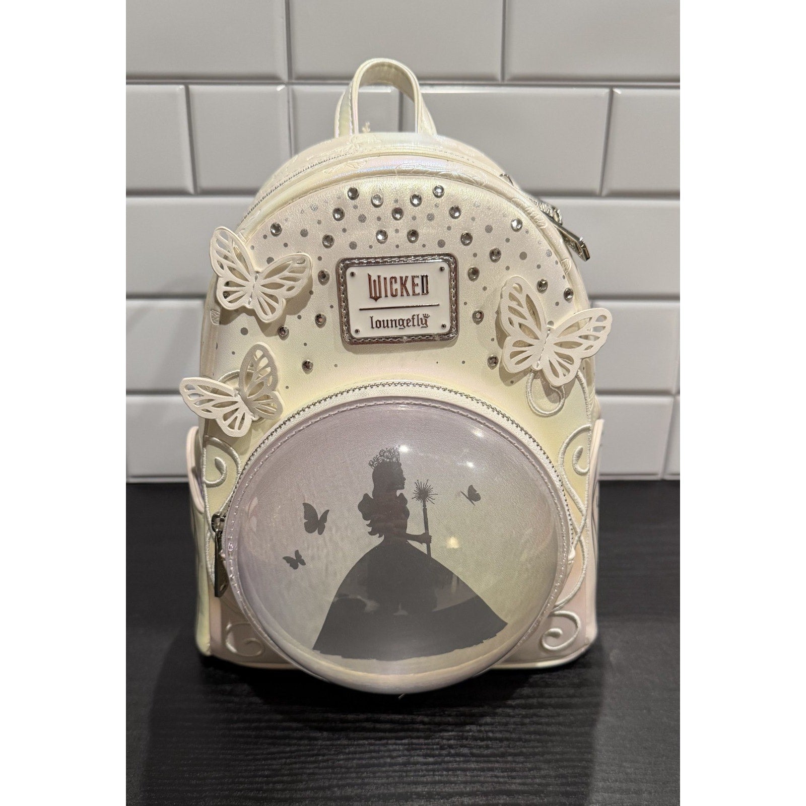 NWT Loungefly Wicked: For Good Glinda Butterfly Bubble Mini Backpack