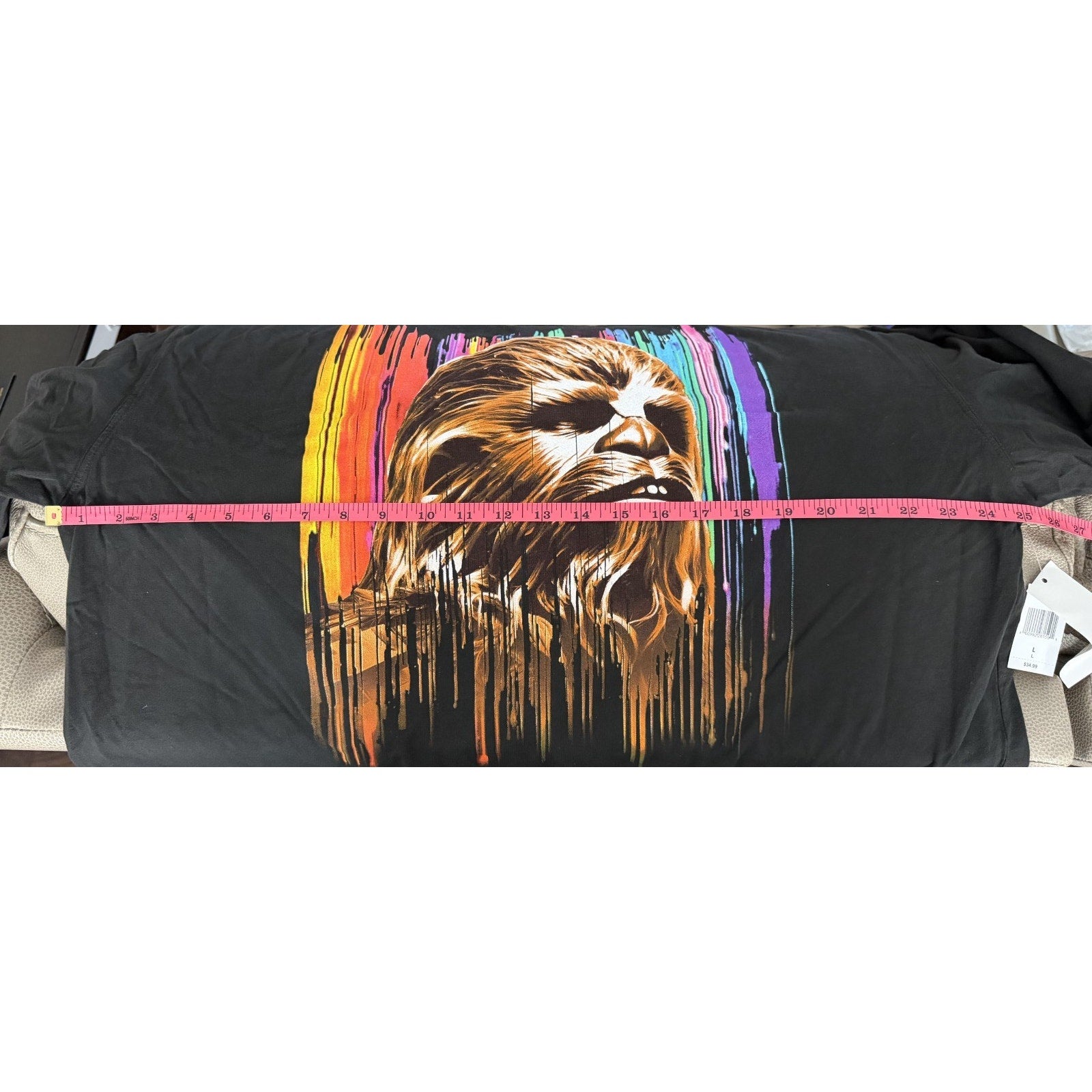NEW Disney Parks Star Wars Chewbacca T-Shirt - Rainbow Graphic - Oversized Large