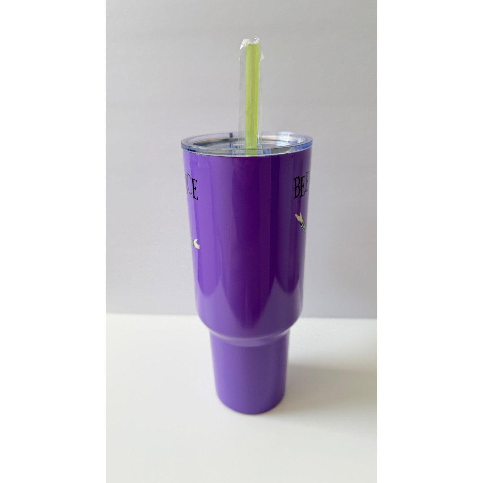 Silver Buffalo Beetlejuice 40oz Stainless Steel Tumbler with Handle Purple NWT
