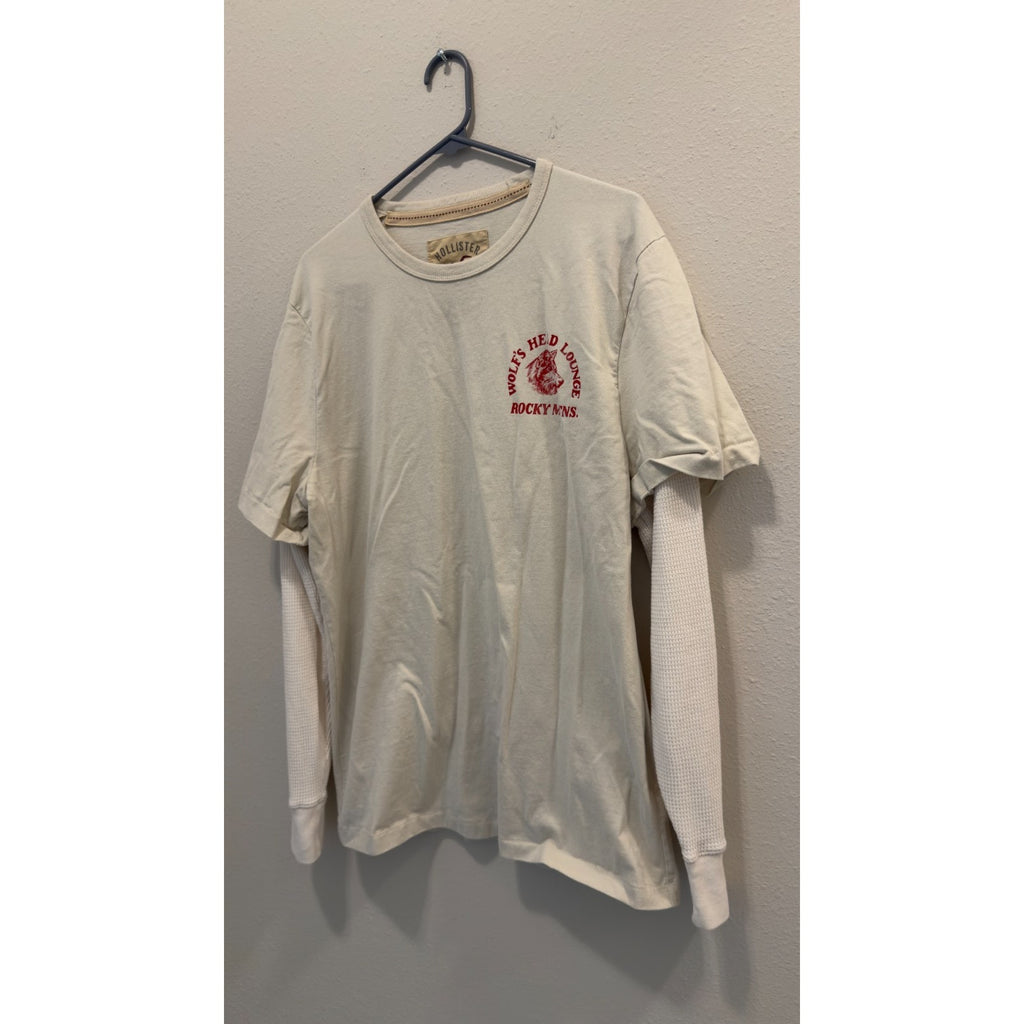 Hollister Layered Long-Sleeve Wolf’s Head Lounge Graphic Tee - Men’s Large NWT