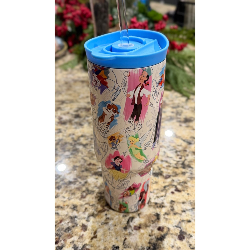 Disney Parks Sketchbook 30oz Stainless Steel Tumbler Classic Characters NWT