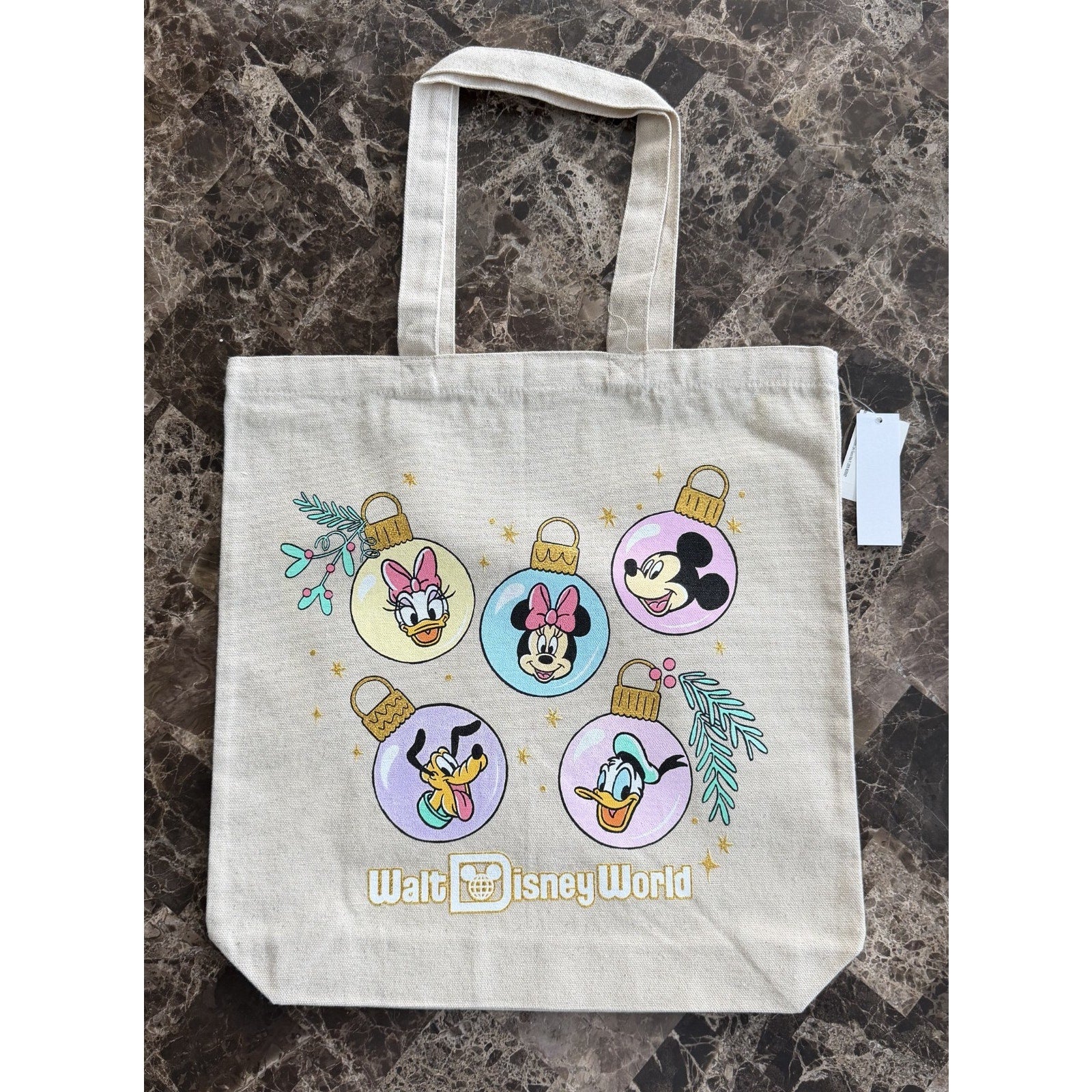 Disney Parks Bag Tote 2025 WDW Christmas Mickey & Friends Ornaments Canvas NWT