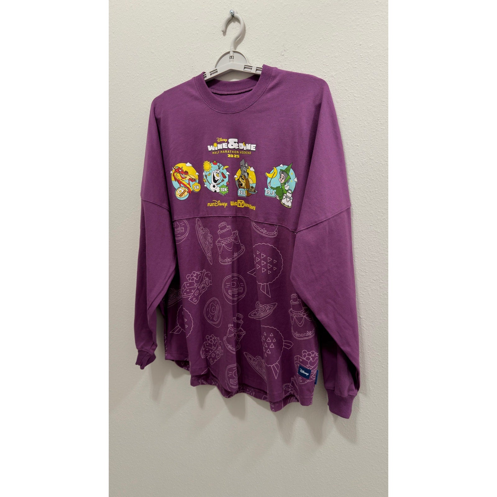 runDisney 2025 Wine & Dine Half Marathon Weekend Spirit Jersey Large Purple NWT