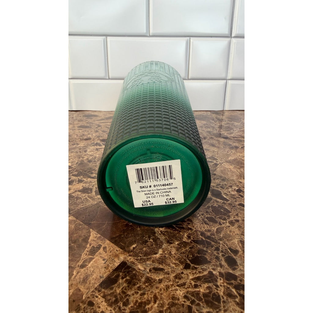 NEW Starbucks 2023 Green Ombre Grid Venti Cold Cup Tumbler 24oz