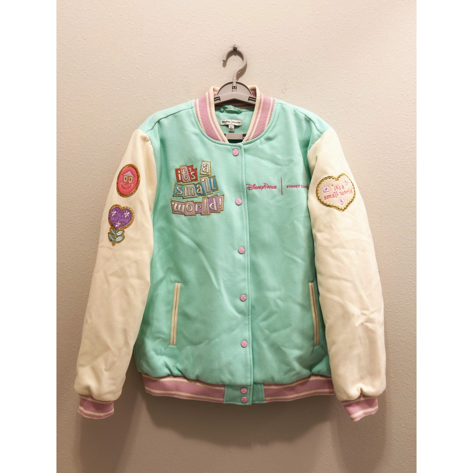 Disney Parks x Stoney Clover Lane "It’s A Small World" Varsity Jacket Large NWT