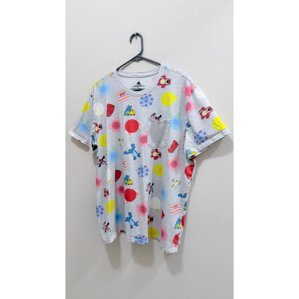 Disney Pixar Character Balloons All Over Print Pocket Shirt Adult XL