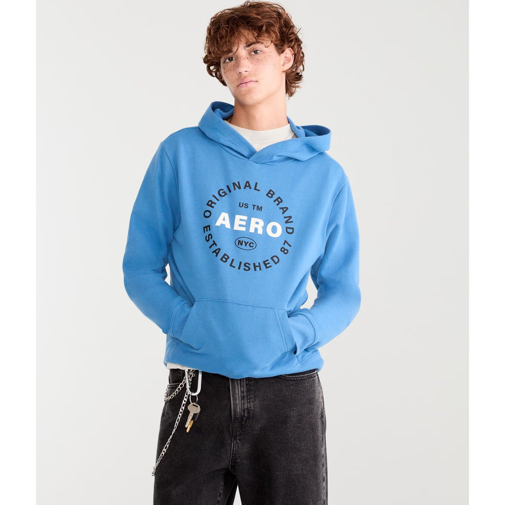 NEW Aeropostale Aero Circle Logo Electro Blue Pullover Hoodie - Men's Large
