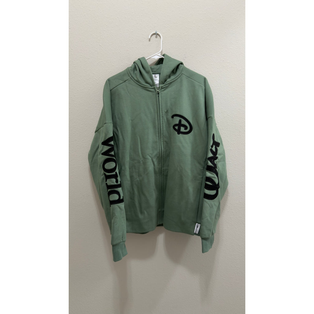Walt Disney World Green Black Heritage Logo Full-Zip Hoodie NWT Large