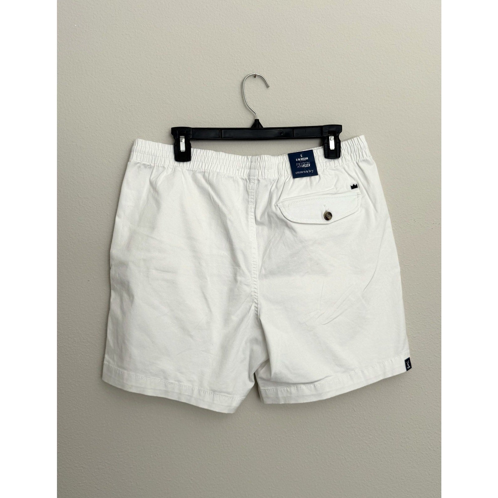 Crown & Ivy Men’s Motion Flex Shorts | White | Small (S) | 6” Inseam | NWT