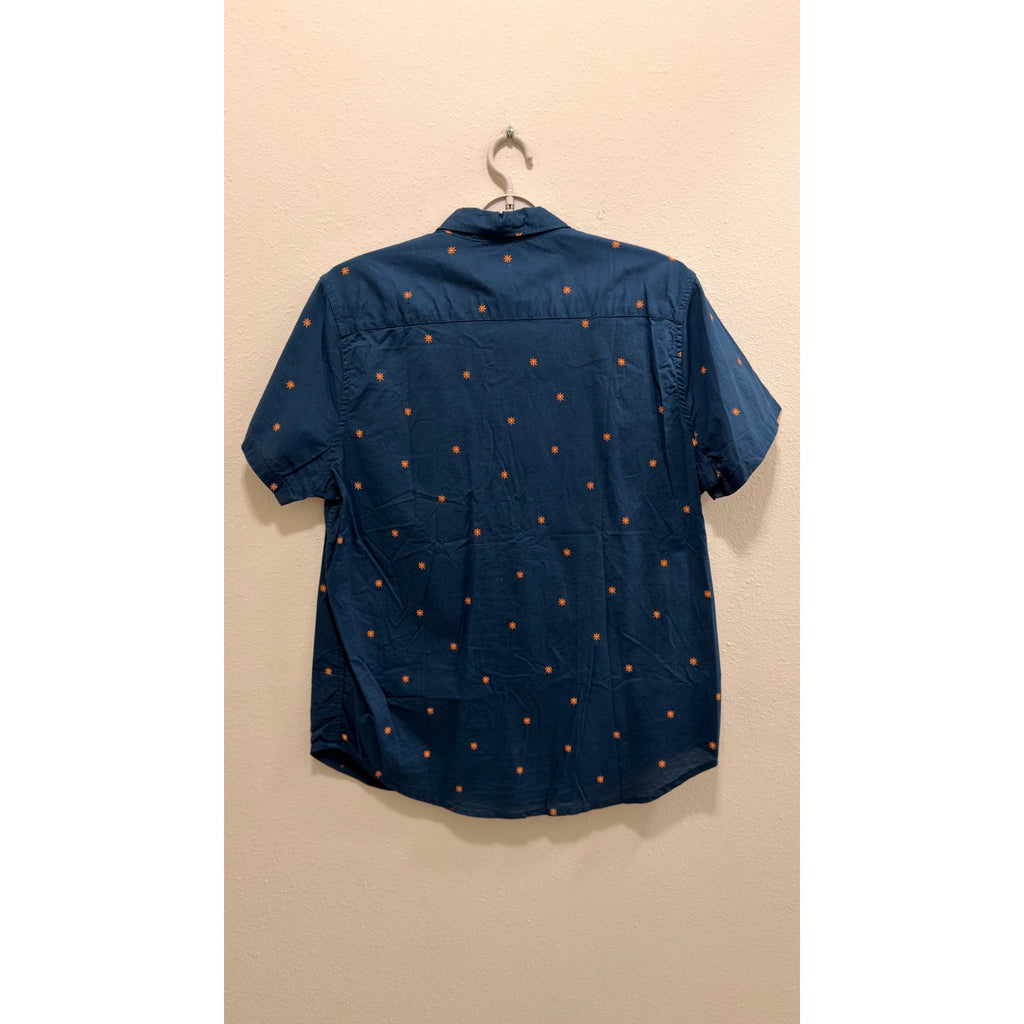 Arizona Jean Co. Men's Navy Button Down Orange Star Pattern Large NWT