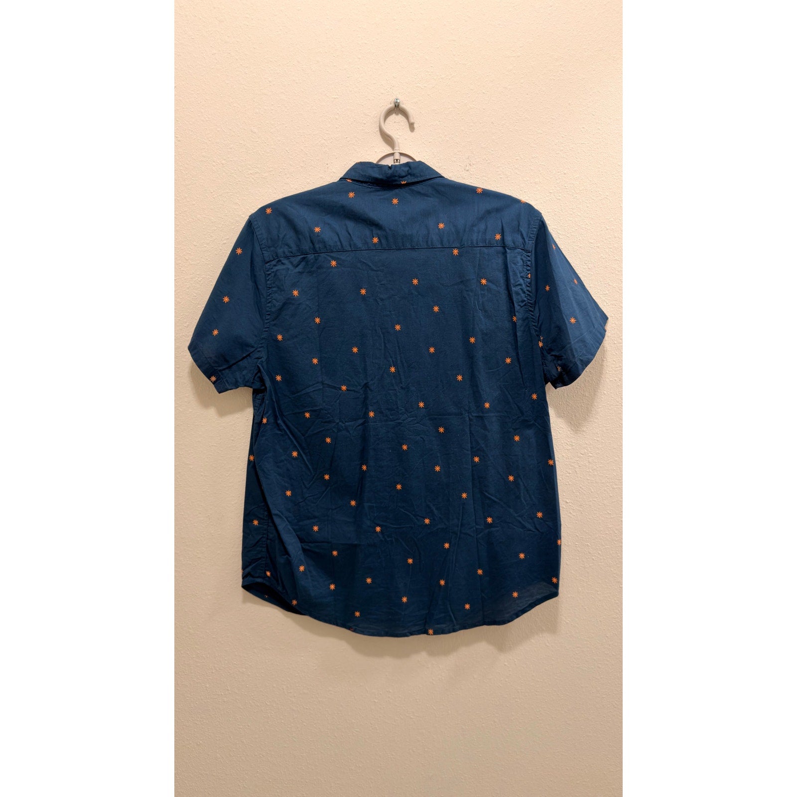 Arizona Jean Co. Men's Navy Button Down Orange Star Pattern Large NWT