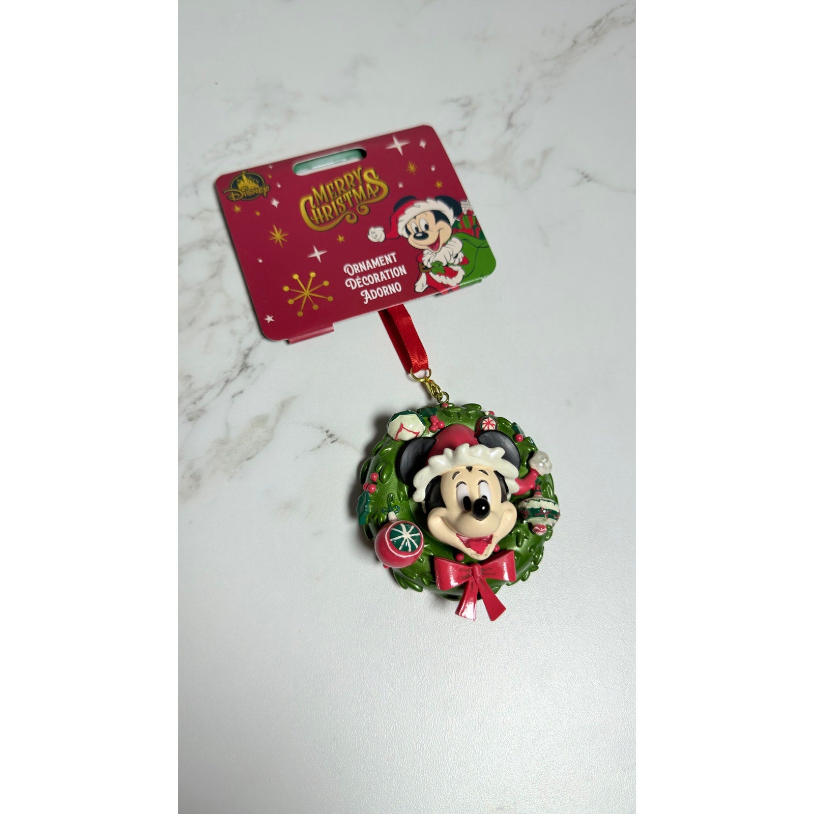 Disney Mrs. Santa Minnie Mouse Holiday Wreath Ornament NWT