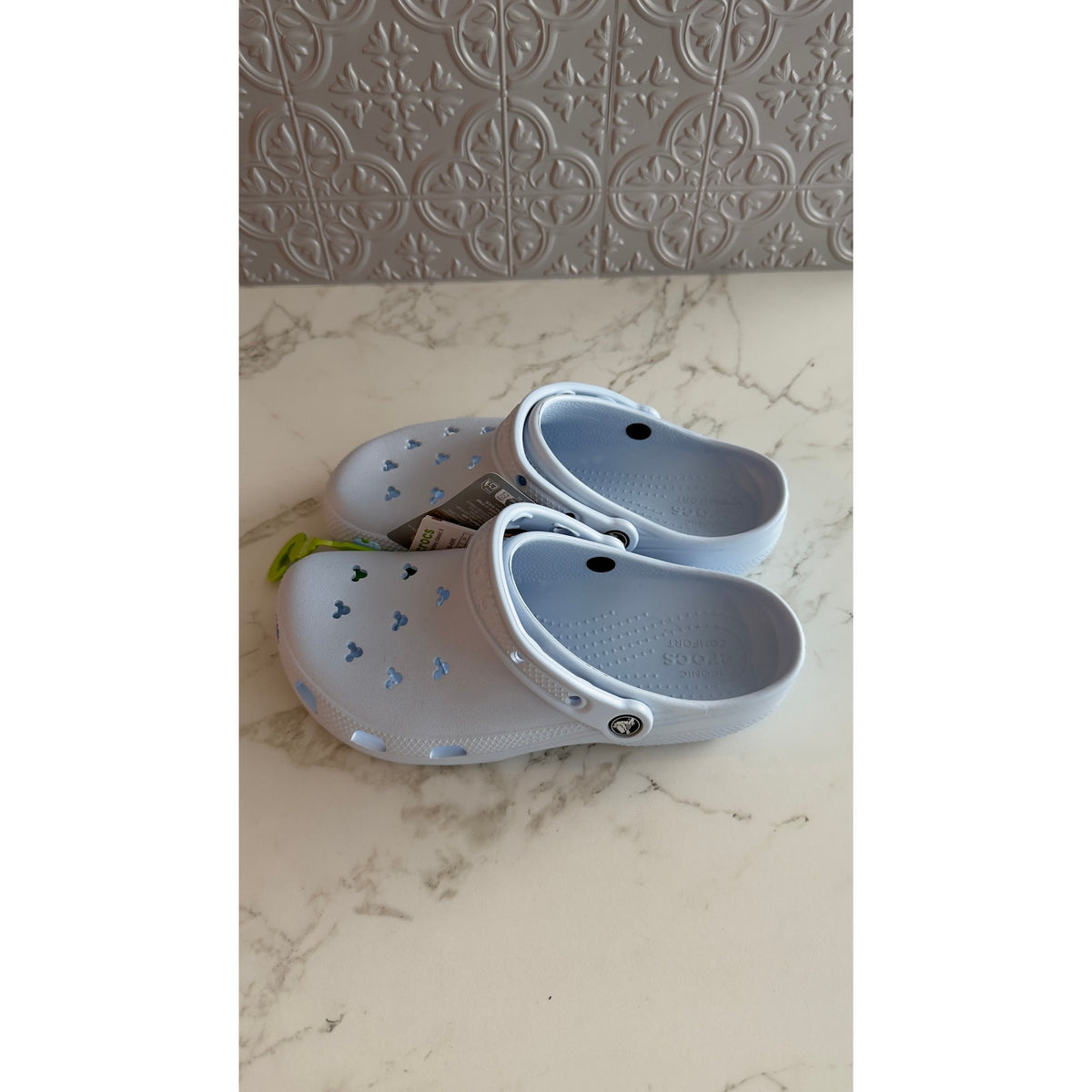 Disney Parks Adults Light Ice Blue Mickey Mouse Icon Cutout Clogs Crocs M8/W10 NEW