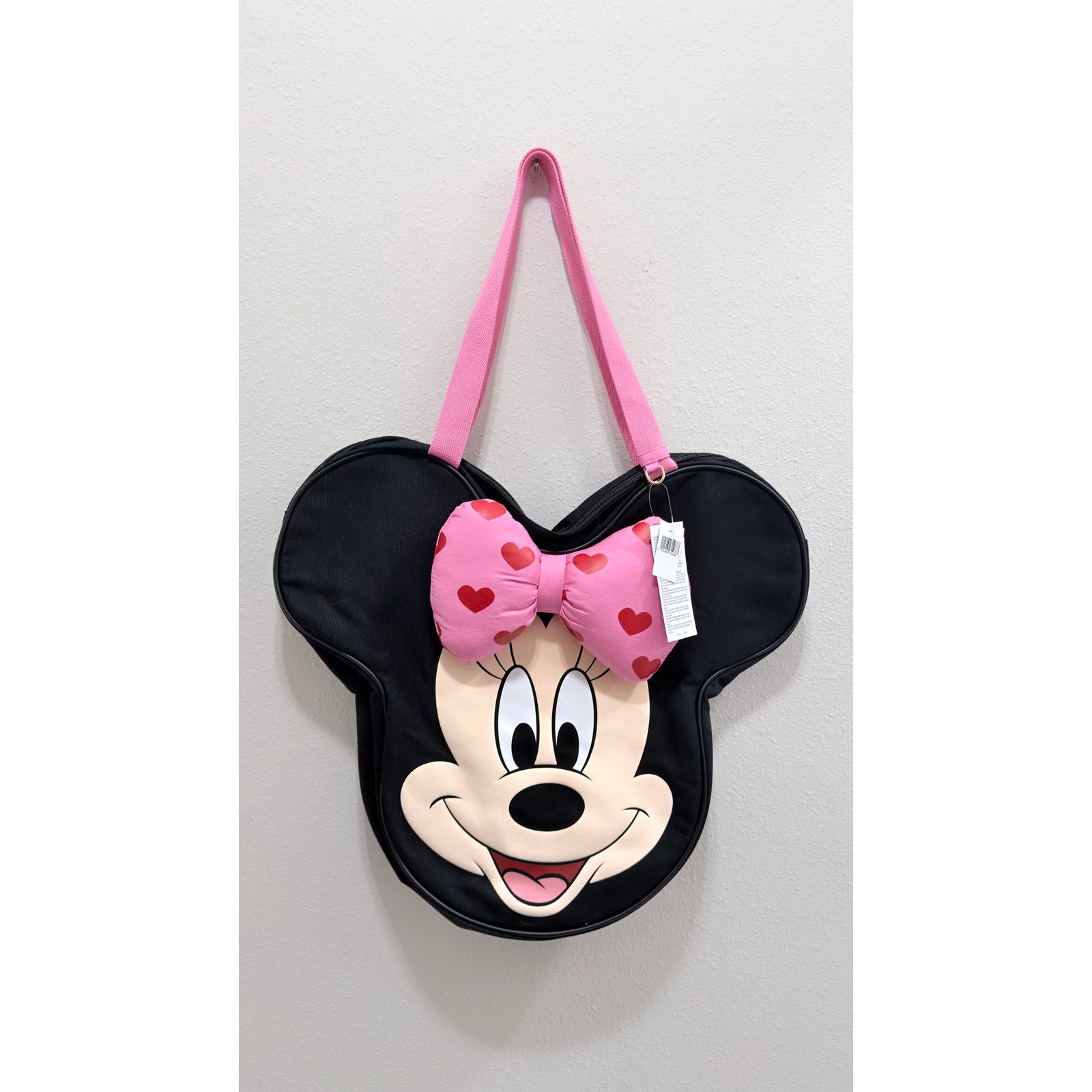 Disney Parks Minnie Mouse Big Face Canvas Tote Bag Polka Dot Bow NWT