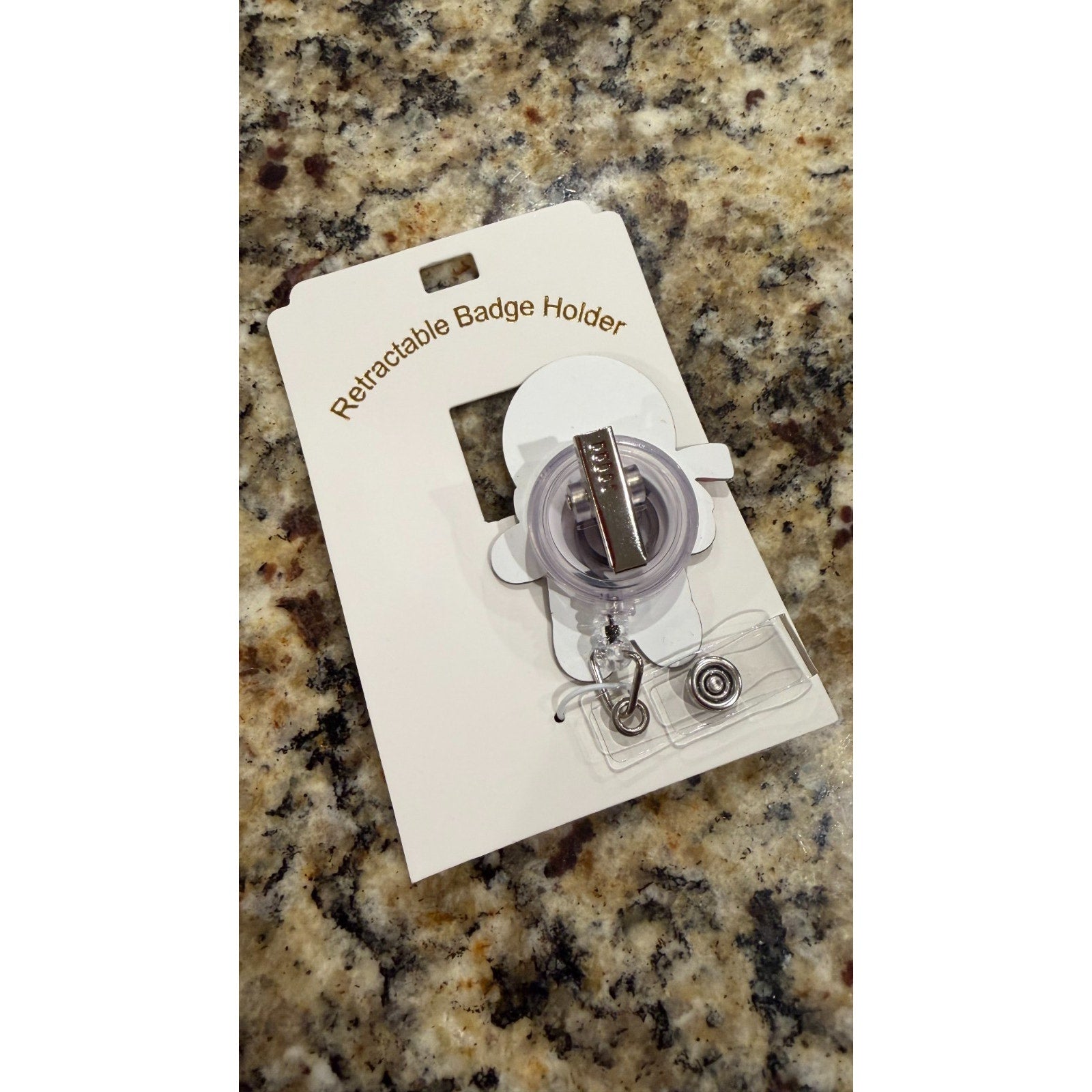 Retractable ID Clip Gingerbread Man, Acrylic Christmas Badge Holder NEW
