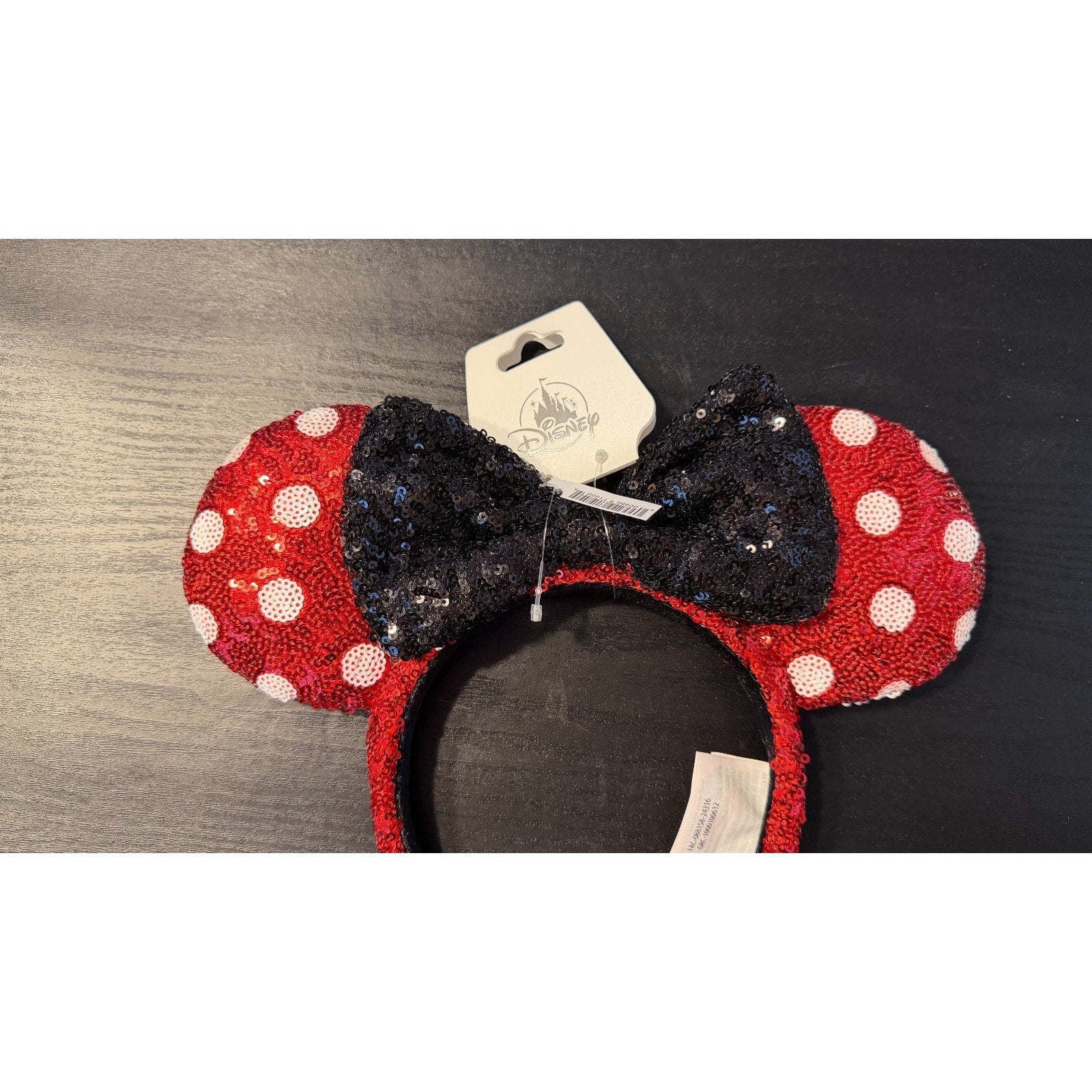 Disney Parks Classic Minnie Mouse Sequined Ear Polka Dot Headband NEW