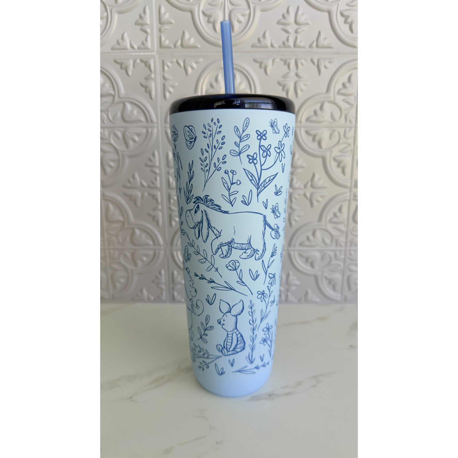 Disney Parks 2026 Winnie the Pooh & Friends Blue Starbucks Tumbler Cup 24oz New